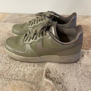 Green metallic Air Force 1s